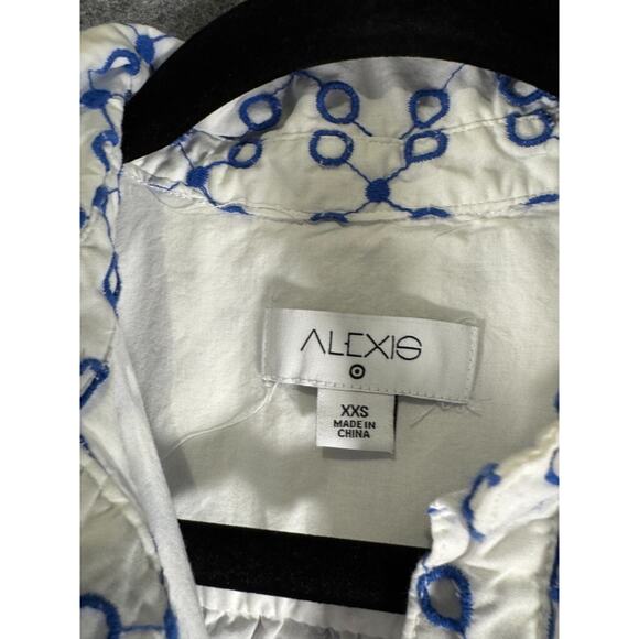 Alexis x Target Dress Women XXS Blue Short‎ Sleeve Tulip Eyelet Embroidered - Picture 2 of 7